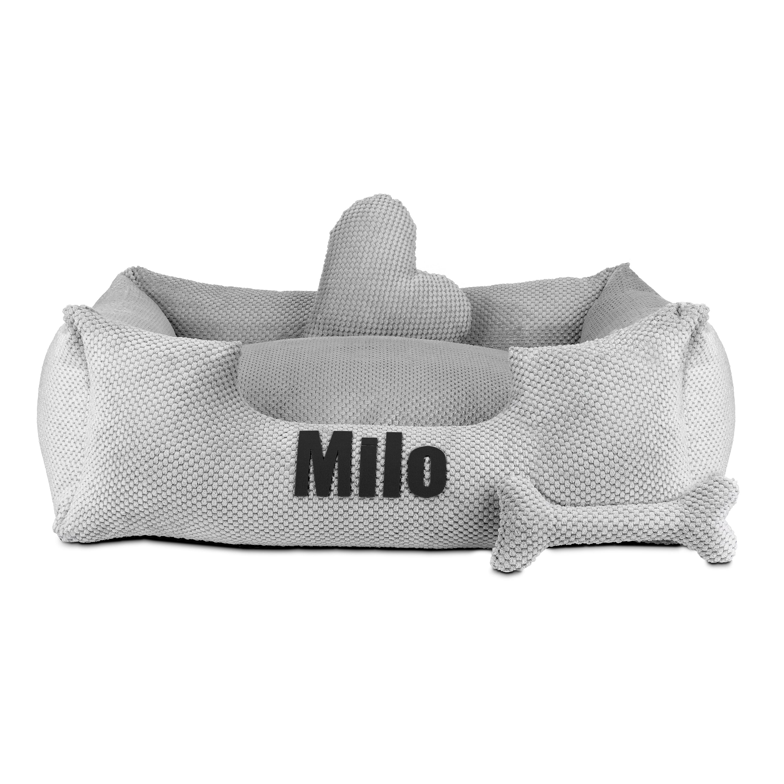 Platinum gris claro - cama para perro gris claro con nombre