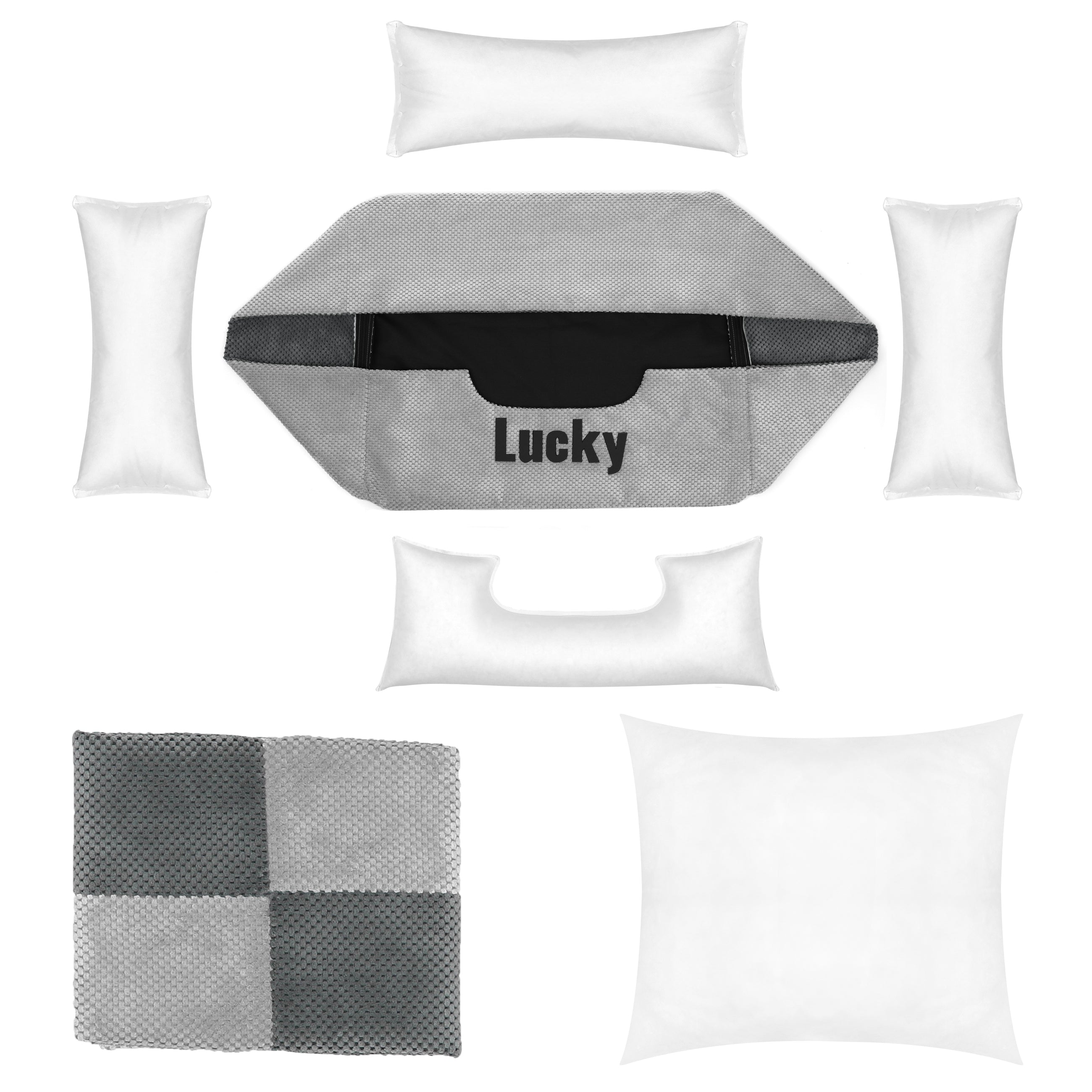 Platinum gris claro y gris - cama para perro gris claro y gris oscuro con nombre