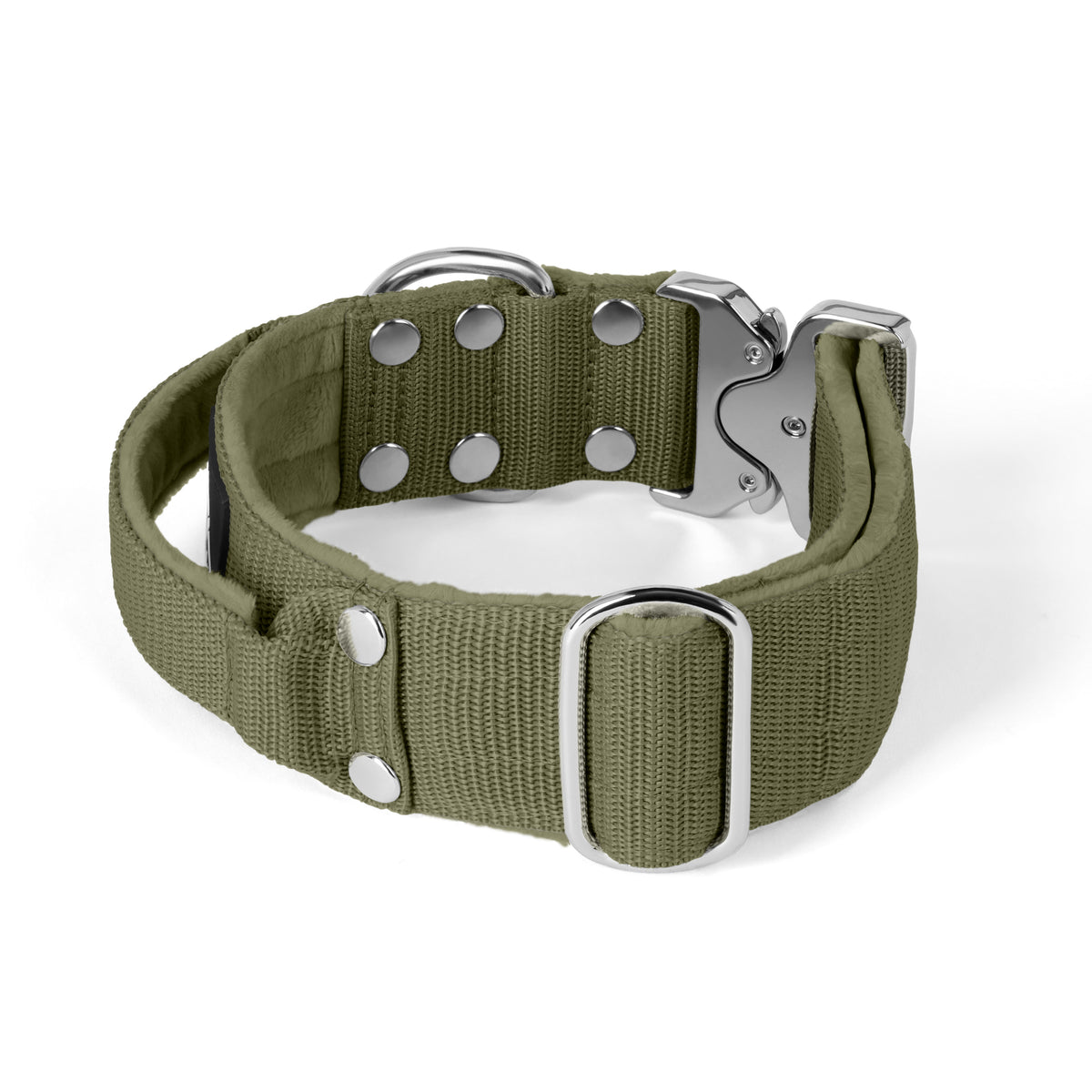 Extreme Silver Buckle Khaki - Collar resistente y seguro