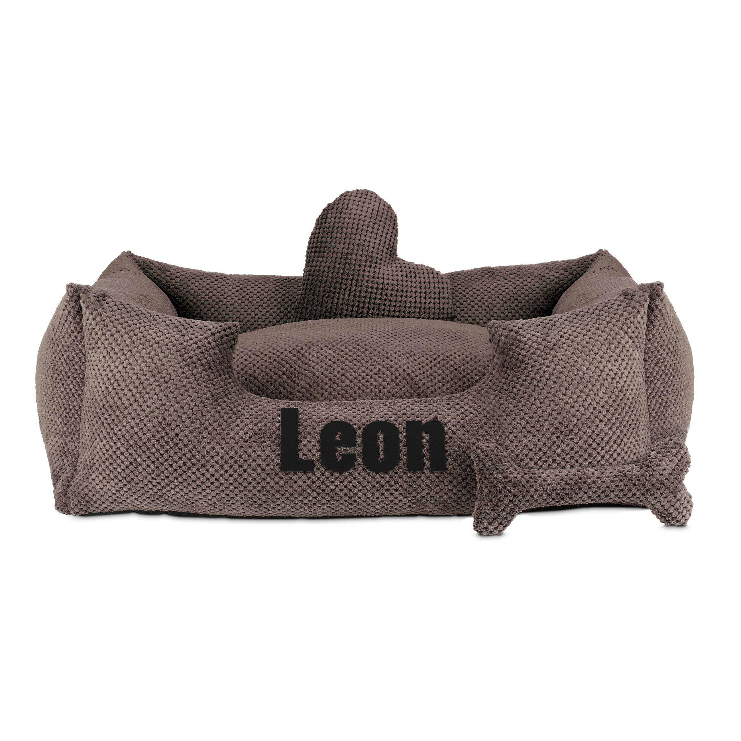 Marrón platino - cama marrón para perro con nombre