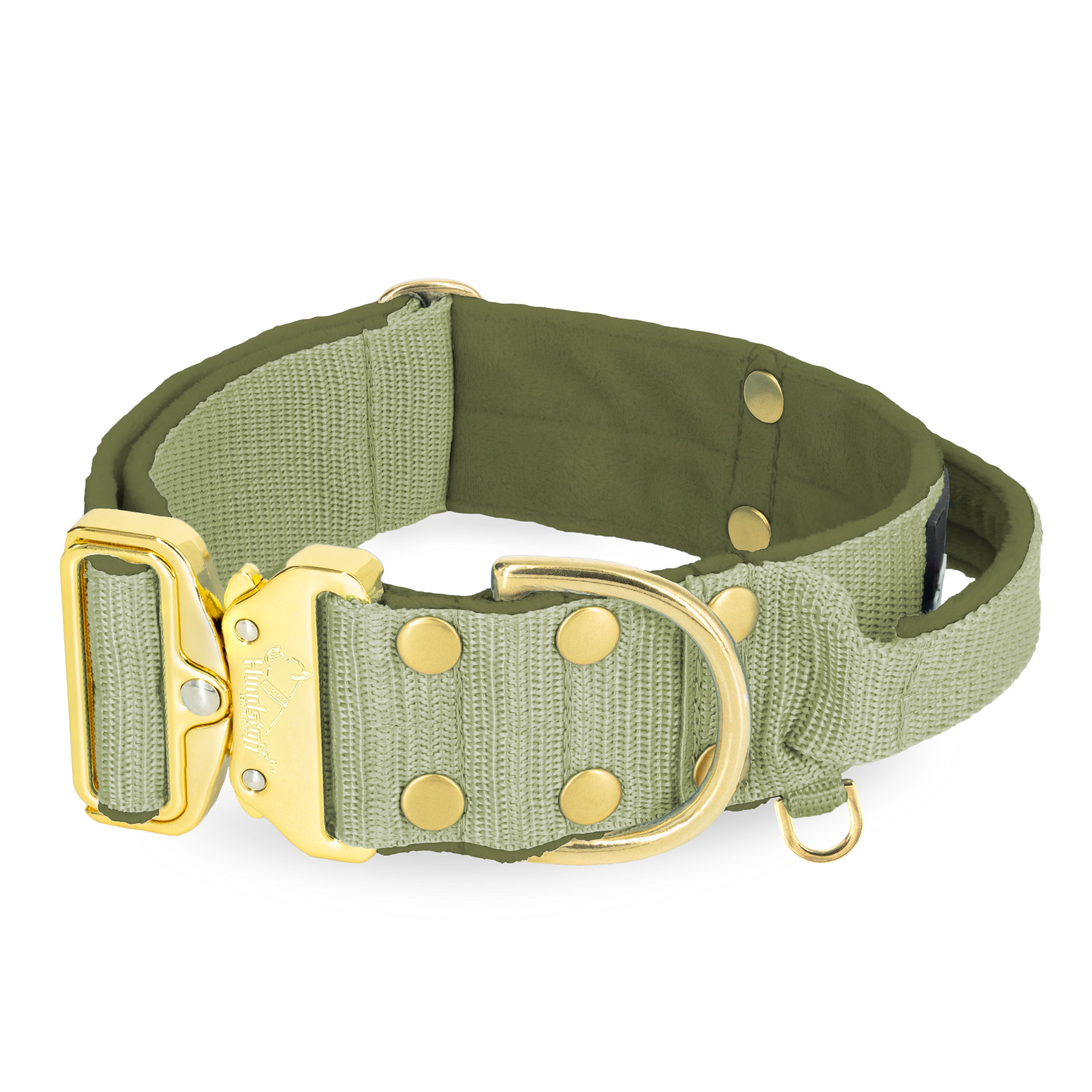 Extreme Gold Buckle Olive Green - Collar fuerte y seguro