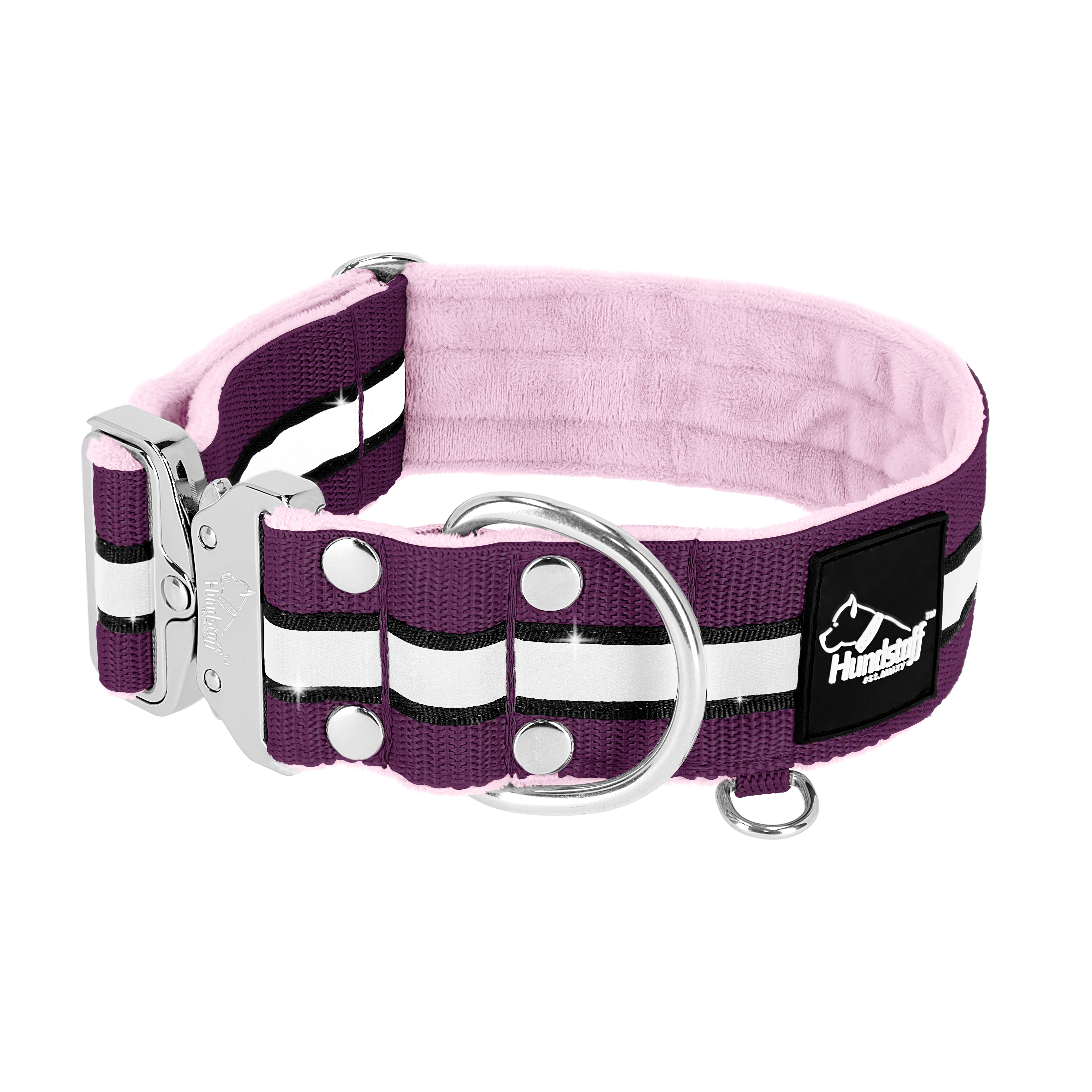 Extreme Silver Buckle Safe Plum - Collar reflejo de seguridad