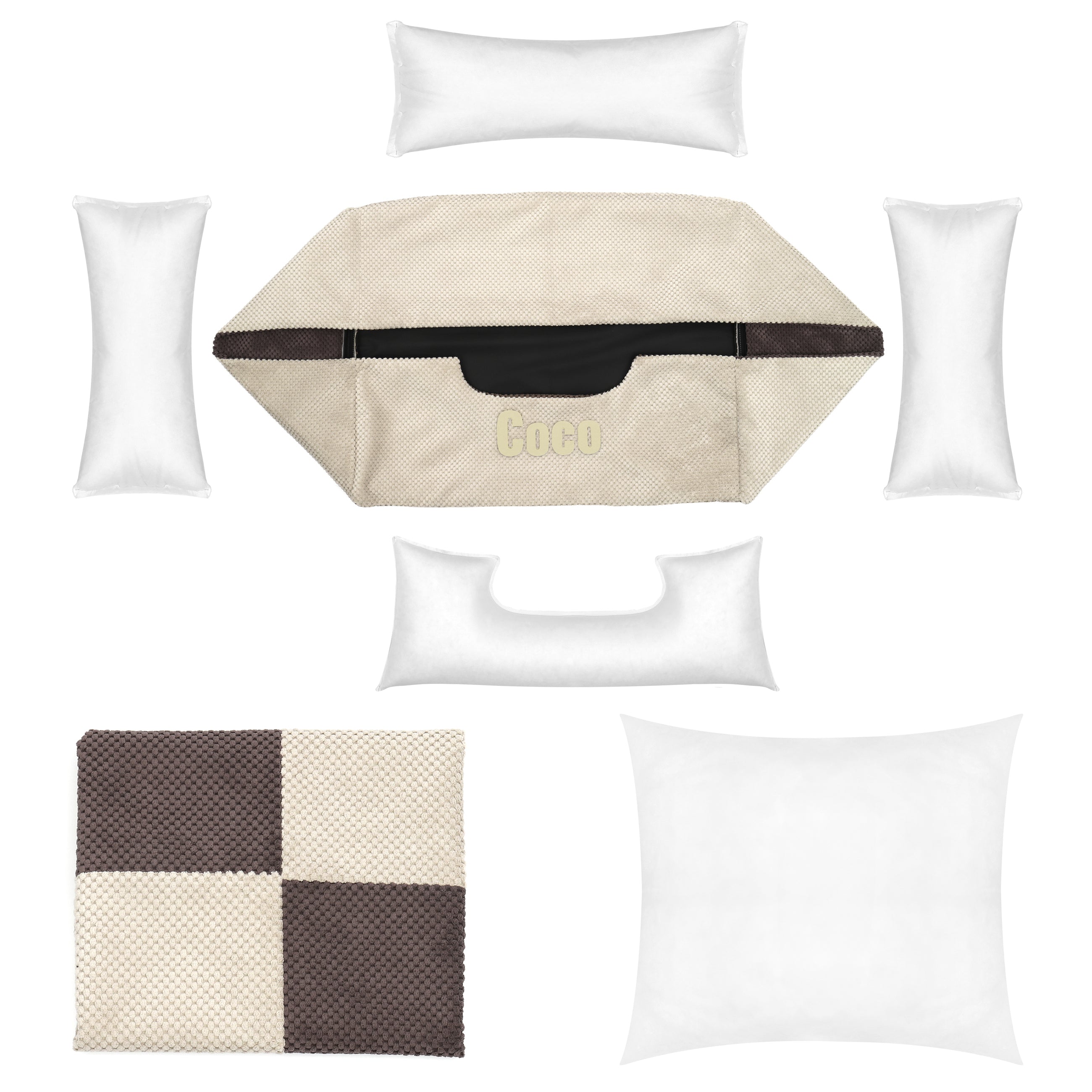 Platinum Beige y Brown - cama para perro beige y marrón con nombre