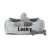 Platinum gris claro y gris - cama para perro gris claro y gris oscuro con nombre