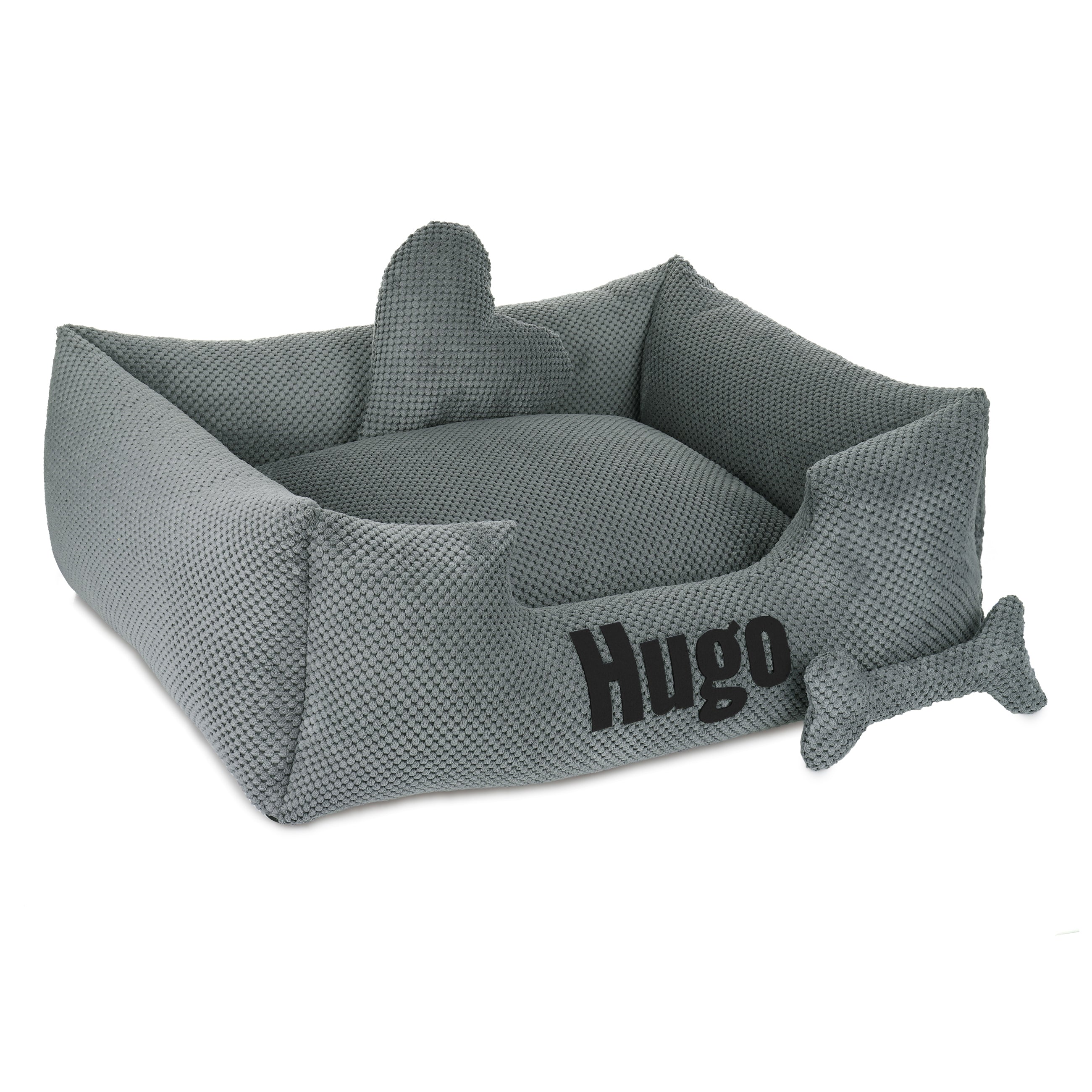 Gris platino - cama gris para perro con nombre