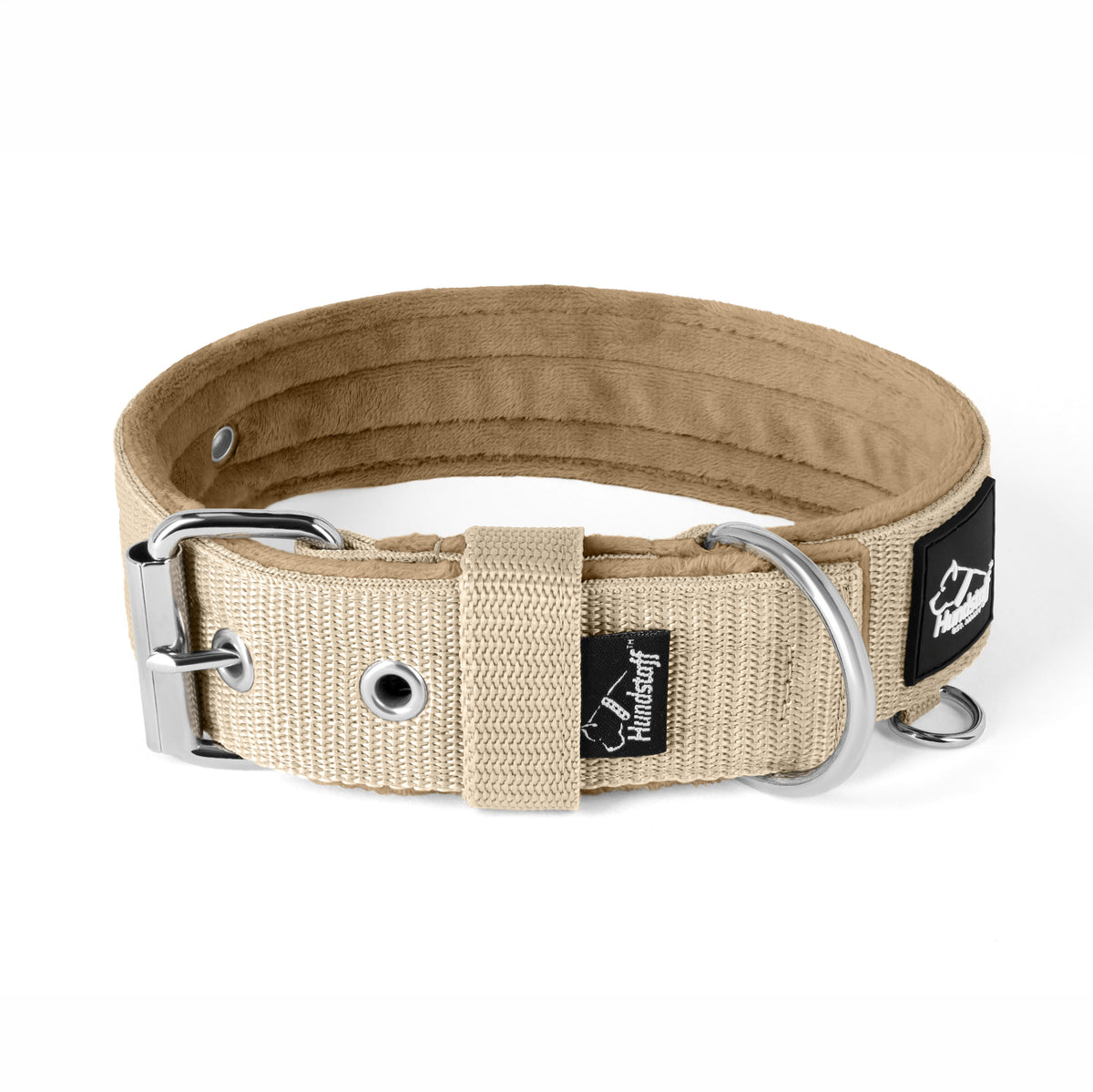 Active Beige - Collar ancho y resistente con hebilla de 4 cm, Talla 55 - Contorno de cuello 39-47 cm
