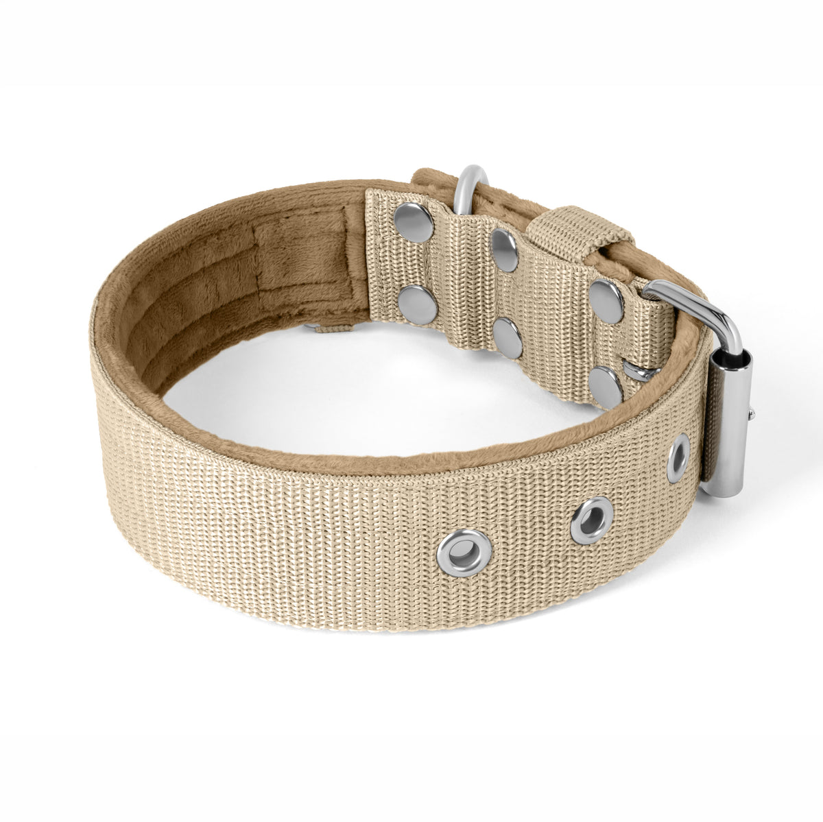Active Beige - Collar ancho y resistente con hebilla de 4 cm, Talla 55 - Contorno de cuello 39-47 cm