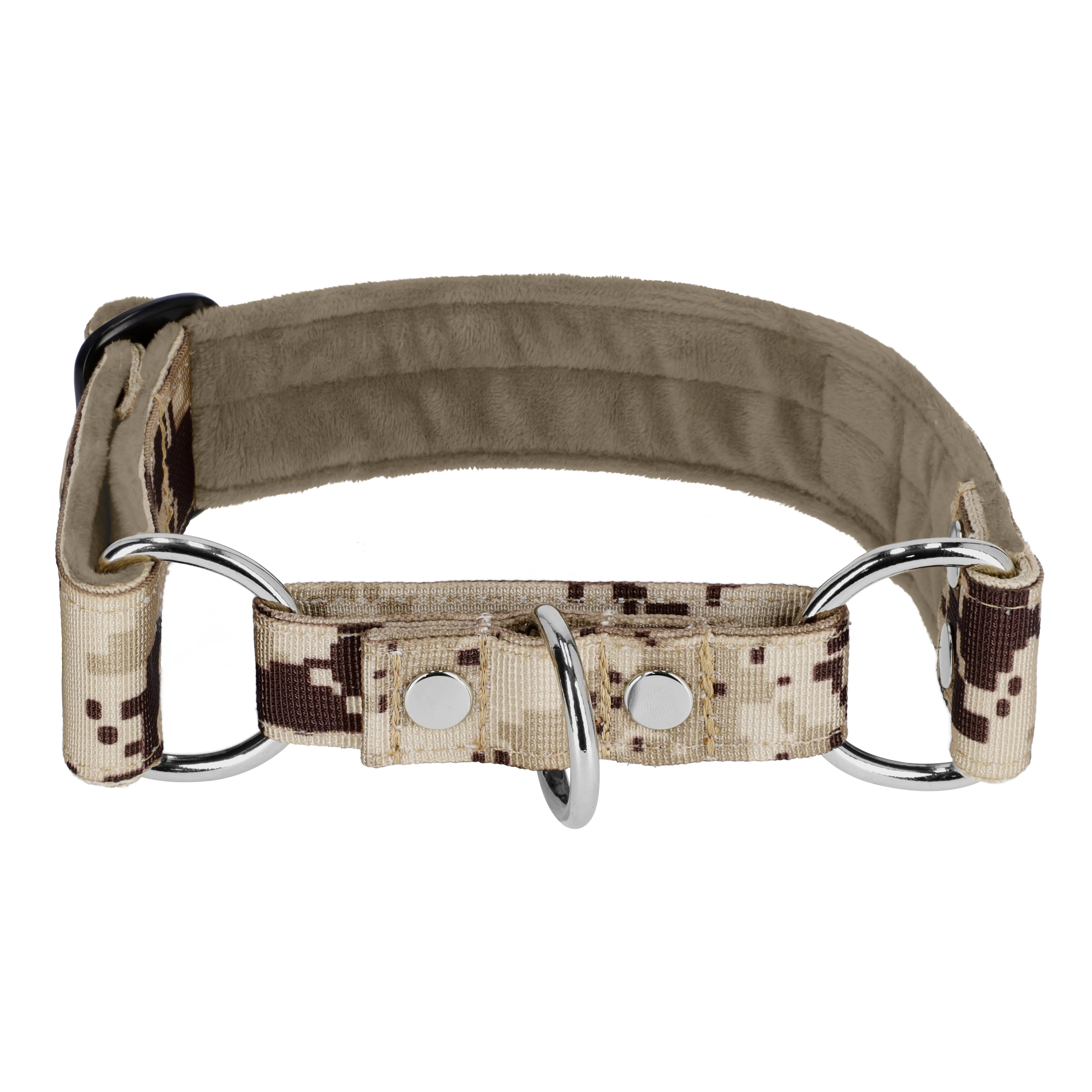 Martingale Camo Beige - Plegado forrado collar de perro medio planchado