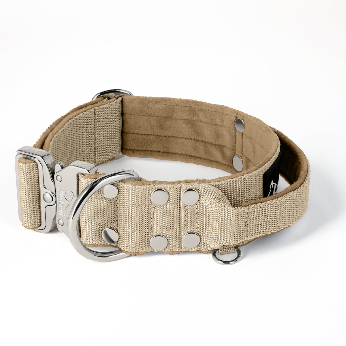 Extreme Silver Buckle Beige - Collar resistente y seguro