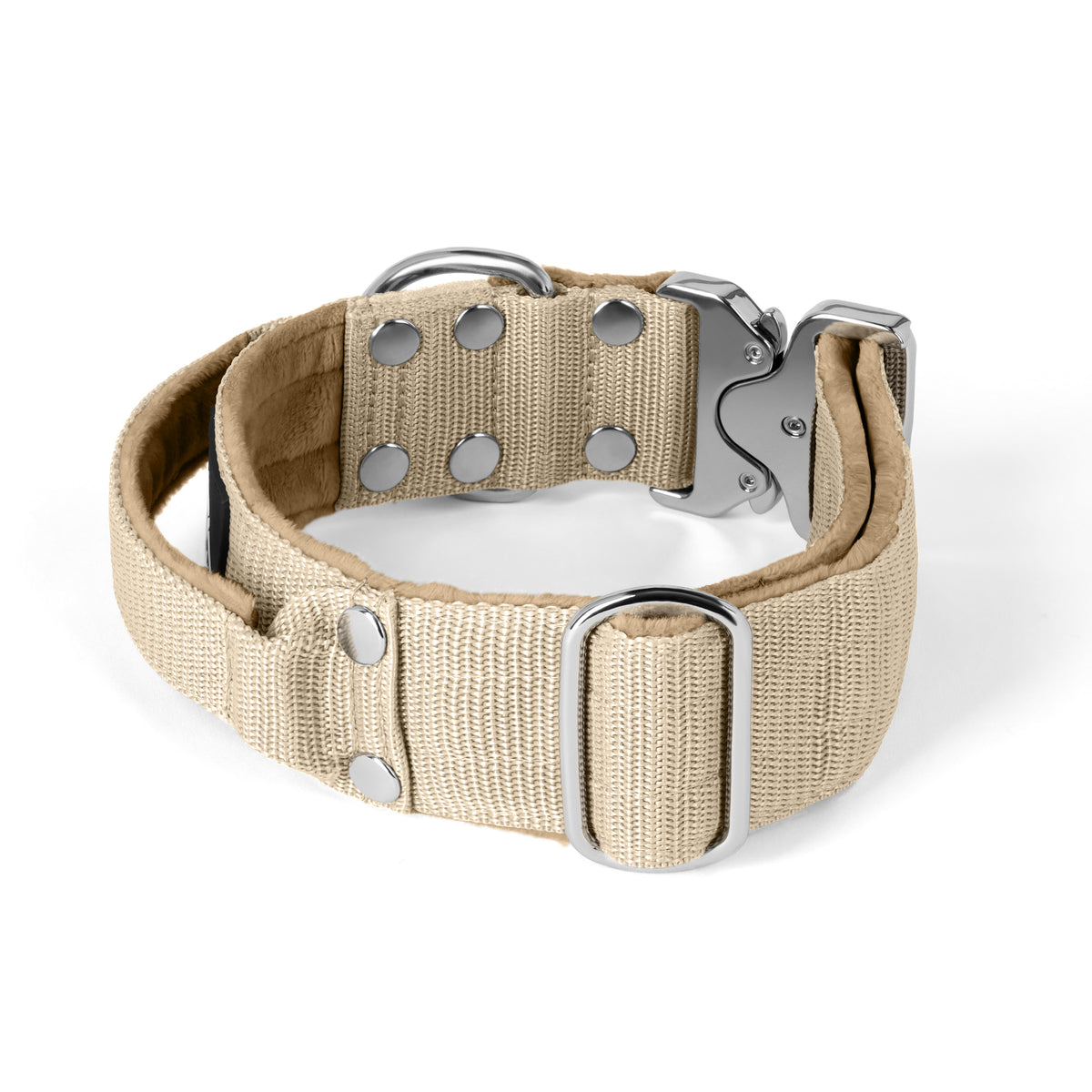 Extreme Silver Buckle Beige - Collar resistente y seguro