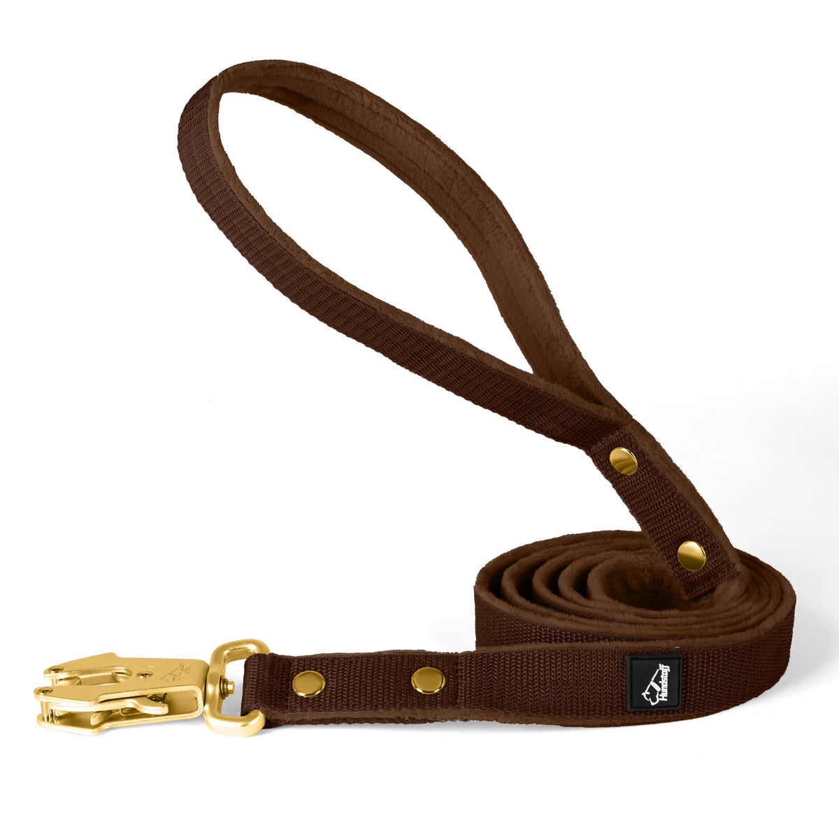 Walk Leash Dark Brown Gold - Correa de nylon segura en diferentes longitudes